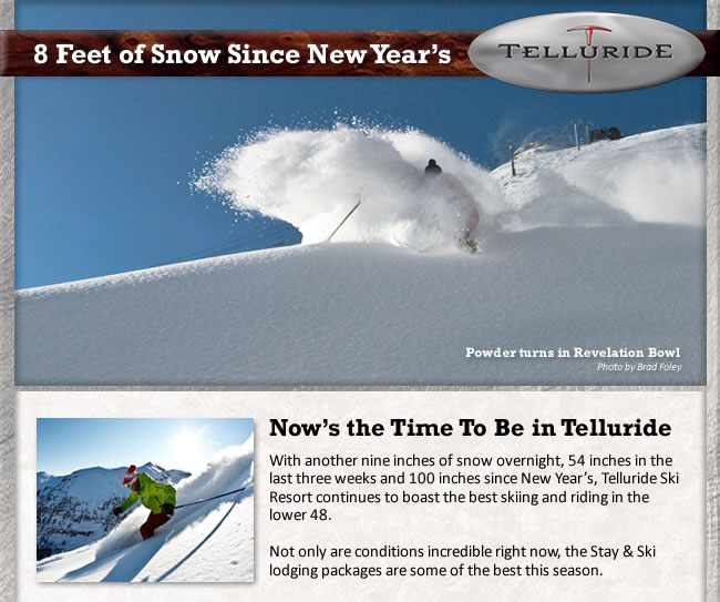 Telluride Ski Resort Receives 8 Feet Of Snow Since New Year’s!